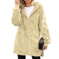 thumbnail image 6 of Women's Fashionable Casual Warm Thick Plush Striped Embossed Button Hooded Cardigan Coat Gold XXL, 6 of 6