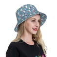 thumbnail image 4 of Yiaed Rabbit And Rainbow Print Reflective Stripe Bucket Hat Unisex Funny Outdoor Fisherman Cap Beach Sun Hat, 4 of 5