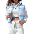 thumbnail image 3 of Liacowi Women Juniors Quilted Puffer Vest Coat Winter Lightweight Sleeveless  Blue Cloud Print Warm Outerwear Stand Collar Padded Jacket with Pockets, 3 of 8