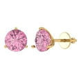 thumbnail image 2 of 4 Ct Round Cut Studs Pink Crystal 14K Yellow Solid Gold Everyday Dainty Earrings Screw Back, 2 of 7
