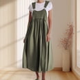 thumbnail image 2 of YFELWZ Combinaisons Grande Taille pour Femmes Printemps Été Robe Décontractée en Lin à Bretelles Vert Armée XXXXXL, 2 of 4