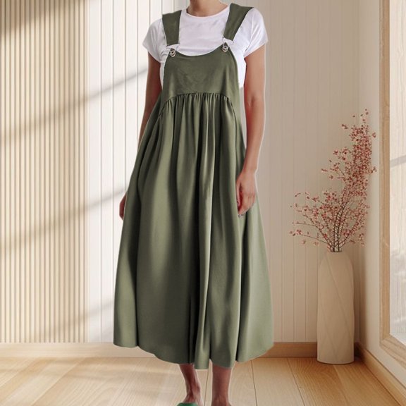 Women's Spring/Summer Casual Linen Strap Dress Juniors plus Size Rompers 4x Yoga Jumpsuits for Women Dressy Pantsuits for Women Lack Jumpsuit Knit Jumpsuit Women Maternity Rompers And Jumpsuits Romper