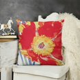 thumbnail image 2 of YINGXI Red Poppy Throw Pillow Covers Romantic Garden Flowers Red Poppies with White Daisies Insect Bee Design Pillow Cushion Cover Decor Outdoor Sofa 24x24in, 2 of 5
