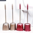 thumbnail image 4 of 1 escobillero de acero inoxidable con soporte cuadrado para baño (rojo vino), 4 of 5