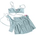 thumbnail image 2 of WIZUTIZ Women's Solid Color Sexy Swimsuit Drawstring Strap Split Swimsuit Three Piece Set Green up to 65% Off, 2 of 3