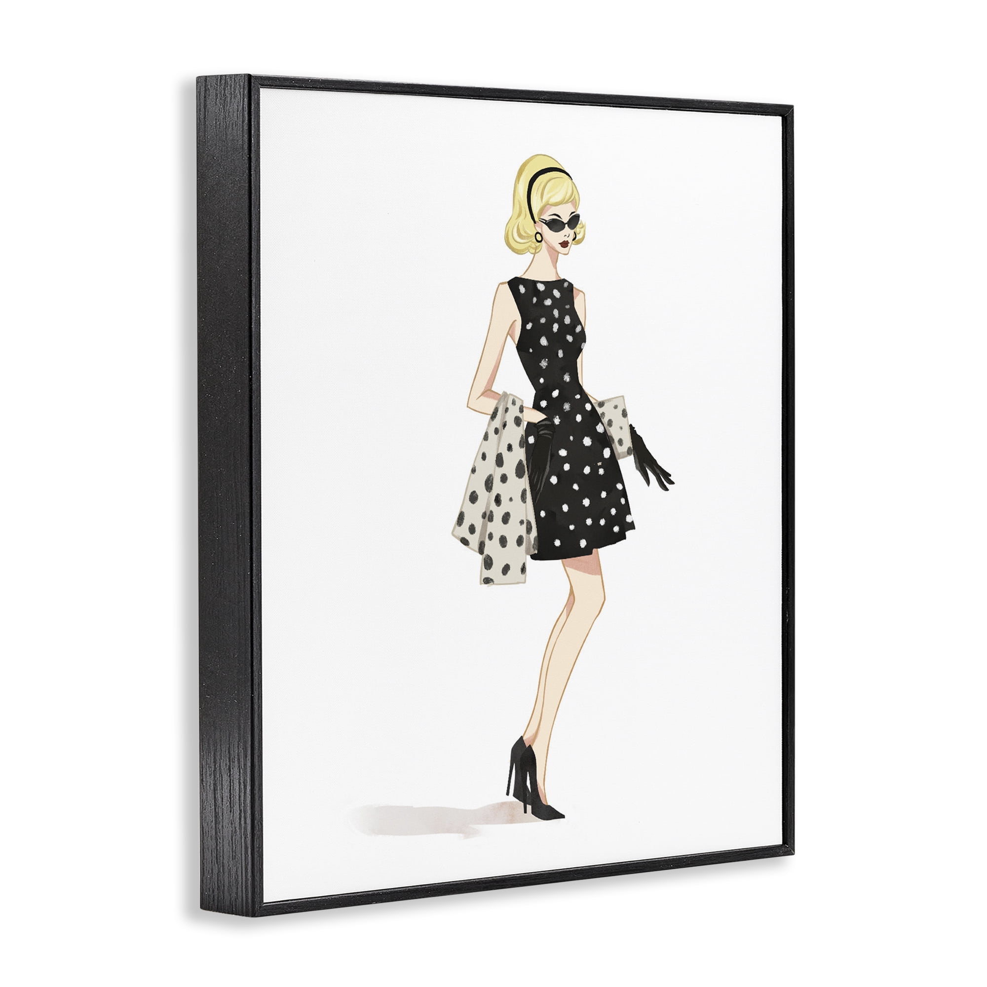 Stupell Industries Feminine Retro Fashion Black Framed Giclee Art, design by Ziwei Li