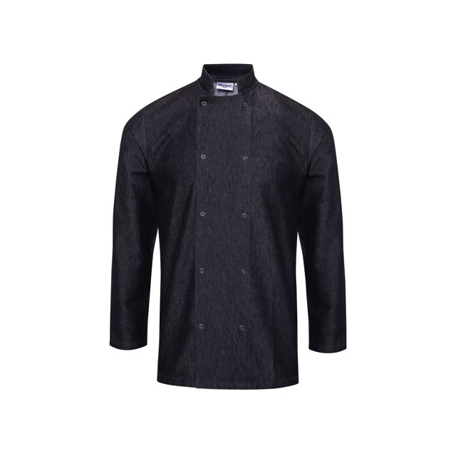 Premier - Chaqueta de Chef Apariencia Denim para Adultos Unisex (Vaquero Negro)