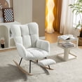 thumbnail image 4 of S-HOME Teddy Fabric Rocking Chair with Adjustable Footstool, High Backrest and Storage Pocket for Versatile Indoor Use, Ivory, 4 of 19