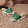 thumbnail image 5 of Viluyesy Womens Slide Wedge Sandals, Casual 2026 Open Toe Slip-On Summer Fashion Platform Shoes Green US7, 5 of 9