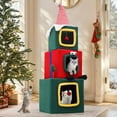thumbnail image 2 of Cat House DWVO de 3 plantas para gatos grandes de interior, 60 cm de altura, color verde, 2 of 6
