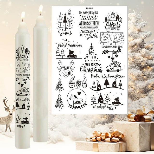 TopLLC Christmas Candle Snowman Water Sticker Theme Activity Mood Candle Decoration Ultra Light Water Sticker a Sticker