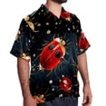 thumbnail image 2 of Seven Starred Ladybird Men's Short Sleeve Hawaiian Shirt Button Down Poplin Beach Casual Printed Unisex Summer Tops, 2 of 6