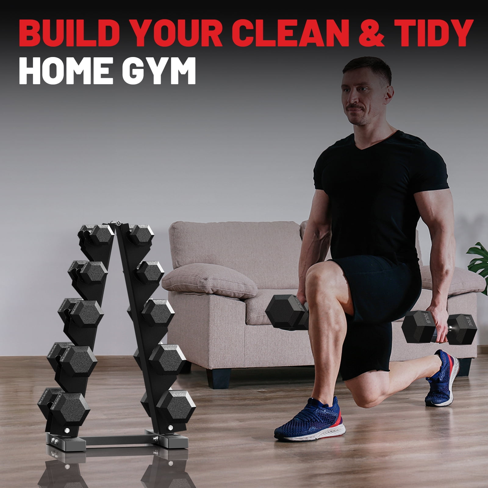 ROALW A Frame Dumbbell Rack Weight Rack Stand Dumbbell Weight Storage for Home Gym (5 pairs)