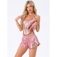 thumbnail image 2 of DARING DIVA Women's Satin Floral Cami Tops with Shorts Pajama Sets XS Lotus Pink, 2 of 6