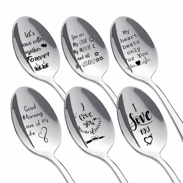 6 uds te amo más cuchara, te amo más cuchara grabada, cuchara de café expreso de acero inoxidable, té, café, postre y cuchara de sopa