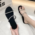 thumbnail image 1 of Sandalias planas informales con diamantes de imitación de una línea de talla grande a la moda de verano para mujer Wmkox8yii nm11049, 1 of 3