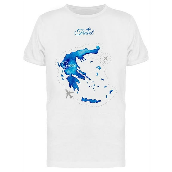 Watercolor Greece Map T-Shirt Men -Image by Shutterstock, Male Large