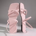 thumbnail image 5 of BADHUB Women's Strappy Sandals Square Toe Dressy Summer Cute Vacation Ankle Strap Slip on Walking Sandal Shoes Pink 39, 5 of 6