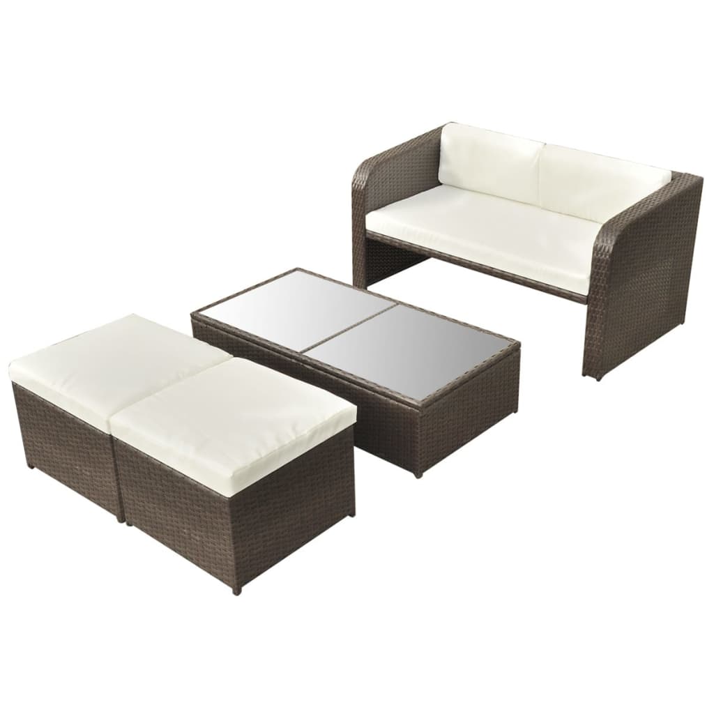 vidaXL Patio Furniture Set 4 Piece Patio Conversation Set with Table Rattan - image 3 of 10