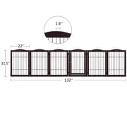 Unipaws Wide Pet Gate, Freestanding Pet Playpen, 6 Panels Dog Gate, Espresso