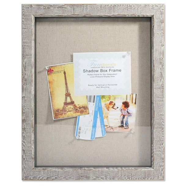 11x14 Weathered Birch Linen Display Area Shadow Box, Brown, Quality