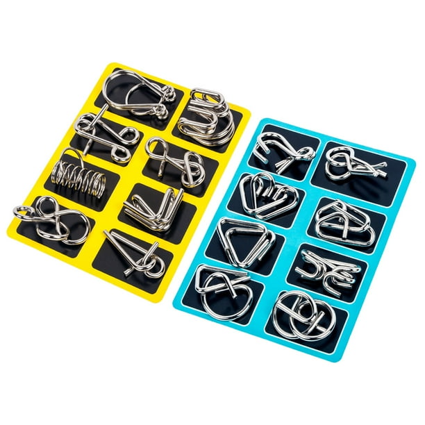 16 piezas IQ Test Juego mental Juguetes IQ Juguetes Rompecabezas Rompecabezas de alambre de metal Truco Juguete Metal IQ Puzzle para niños y adultos