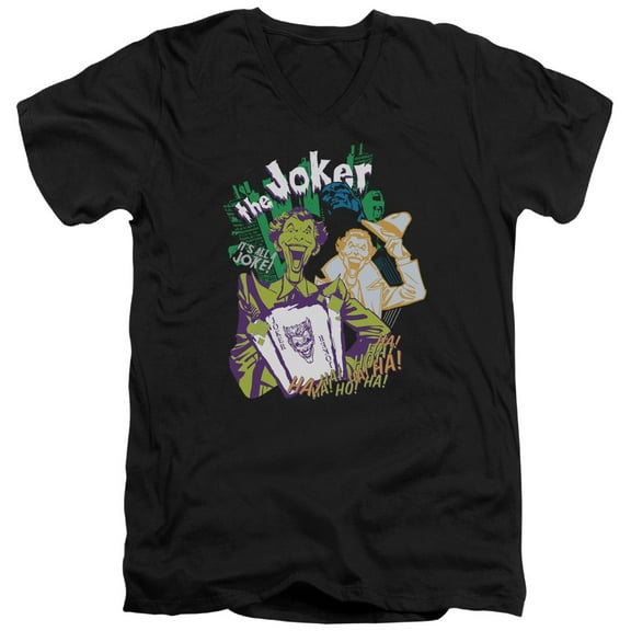Batman Its All A Joke S/S Adult V-Neck T-Shirt Black