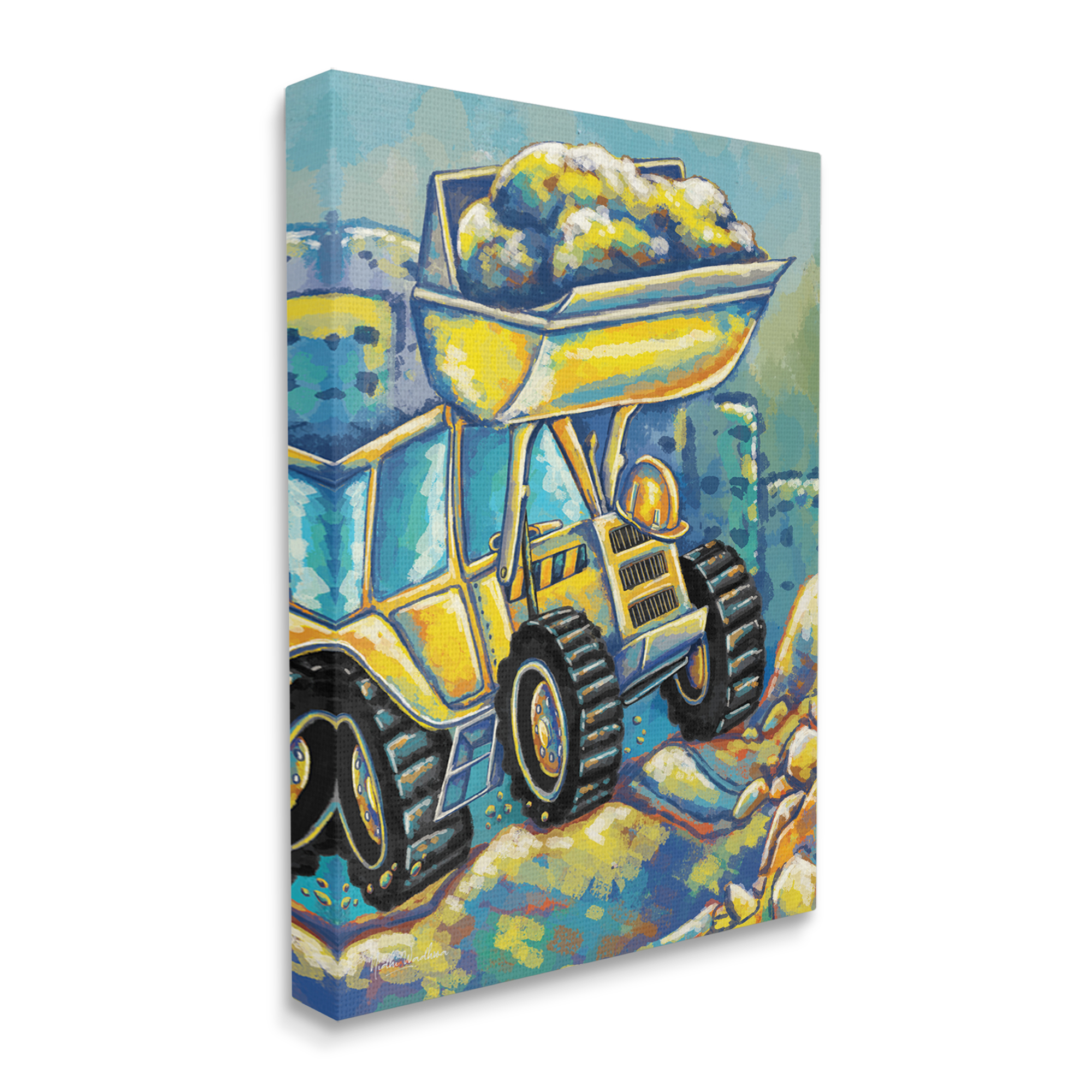 Stupell Industries Construction Vehicle Painting Transportation Painting Gallery Wrapped Canvas Print Wall Art, 16 x 20