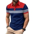 thumbnail image 4 of New Summer Men Short Sleeved Polo Shirt Fashion Splice Stripe Printing T-Shirt Men's Breathable Shirt Party Men Clothing Top, 4 of 5