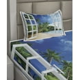 thumbnail image 2 of Ambesonne Tropical Fitted & Top Sheet Set with Sham, Green Colored Window View, Multicolor, 2 of 4