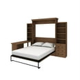 thumbnail image 3 of Henderson Queen Solid Wood Murphy Wall Bed - Desk & Two Storage Bookcase - Brown, 3 of 4