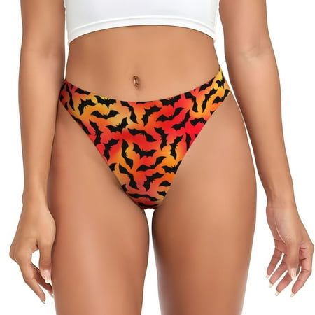 Lukts Flying Black Bat G-String Thongs for Women - low-rise polyester panties with a stretchy T-back  perfect for any outfitLarge
