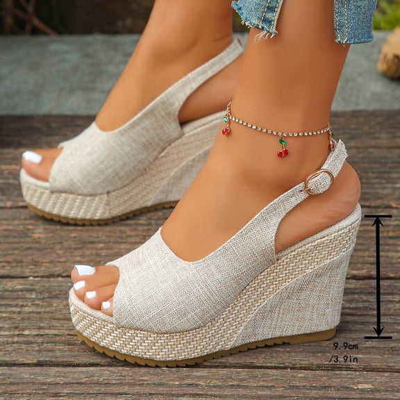 Eltusu Women Espadrilles Wedge Sandals, Dress No Slip Open Toe Adjustable Platform Shoes 40 Size 7.5