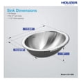 thumbnail image 6 of Houzer Opus 18 inch Stainless Steel Undermount Oval Bowl Bathroom Sink without Overflow - CH-1800-1, 6 of 7