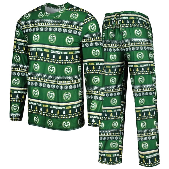 Men's Concepts Sport Green Colorado State Rams Swivel Long Sleeve Top & Pants Sleep Set