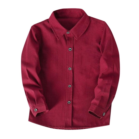 XIMIN Boys Linen Button Down Dress Shirt Long Sleeve Top School Uniform Shirt for Kids Toddler Teen Casual Formal