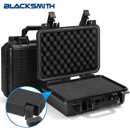 Gun Case,Blacksmith Hard Shell Pistol Case Gun Safe with DIY Customizable Pre-cut Foam Insert,Range Travel Case for Handgun and Pistol,Black