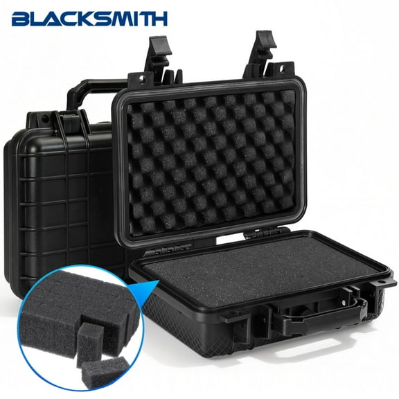 Gun Case,Blacksmith Hard Shell Pistol Case Gun Safe with DIY Customizable Pre-cut Foam Insert,Range Travel Case for Handgun and Pistol,Black