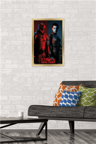 DC Comics Movie The Batman - The Bat and The Cat Wall Poster, 14.725" x 22.375" Framed
