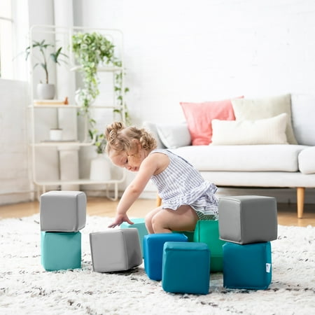 ECR4Kids SoftZone Patchwork Toddler Building Blocks, Contemporary, 12-Piece