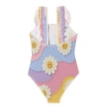 thumbnail image 2 of Girls Ruffle One Piece Swimsuit, Stretchy Fabric for Beach & Pool Activities Cute Adorable Smiling Daisies, 2 of 8