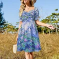thumbnail image 3 of Claude Monet Water Lilies Short-Sleeved Dress woman dress womans clothing prom dresses 2025, 3 of 7