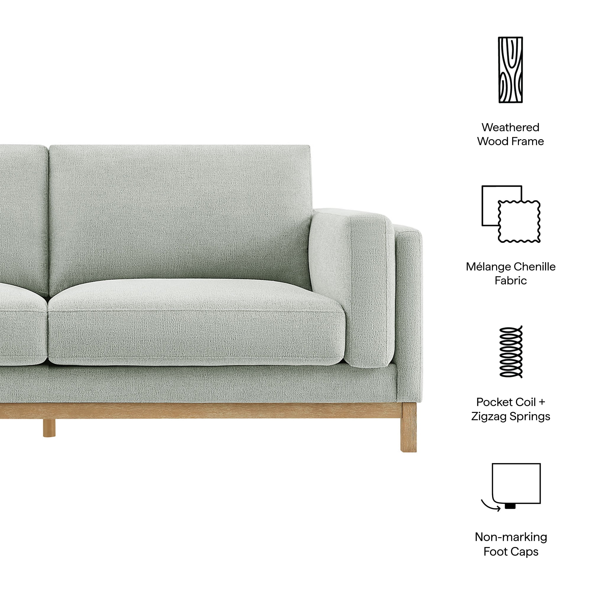 Modway Roscoe 81 inch Fabric Sofa in Gray