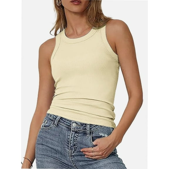 Women's Crew Neck Tank Tops Breathable Slim Fit Sleeveless Design Trendy Going Out Tops