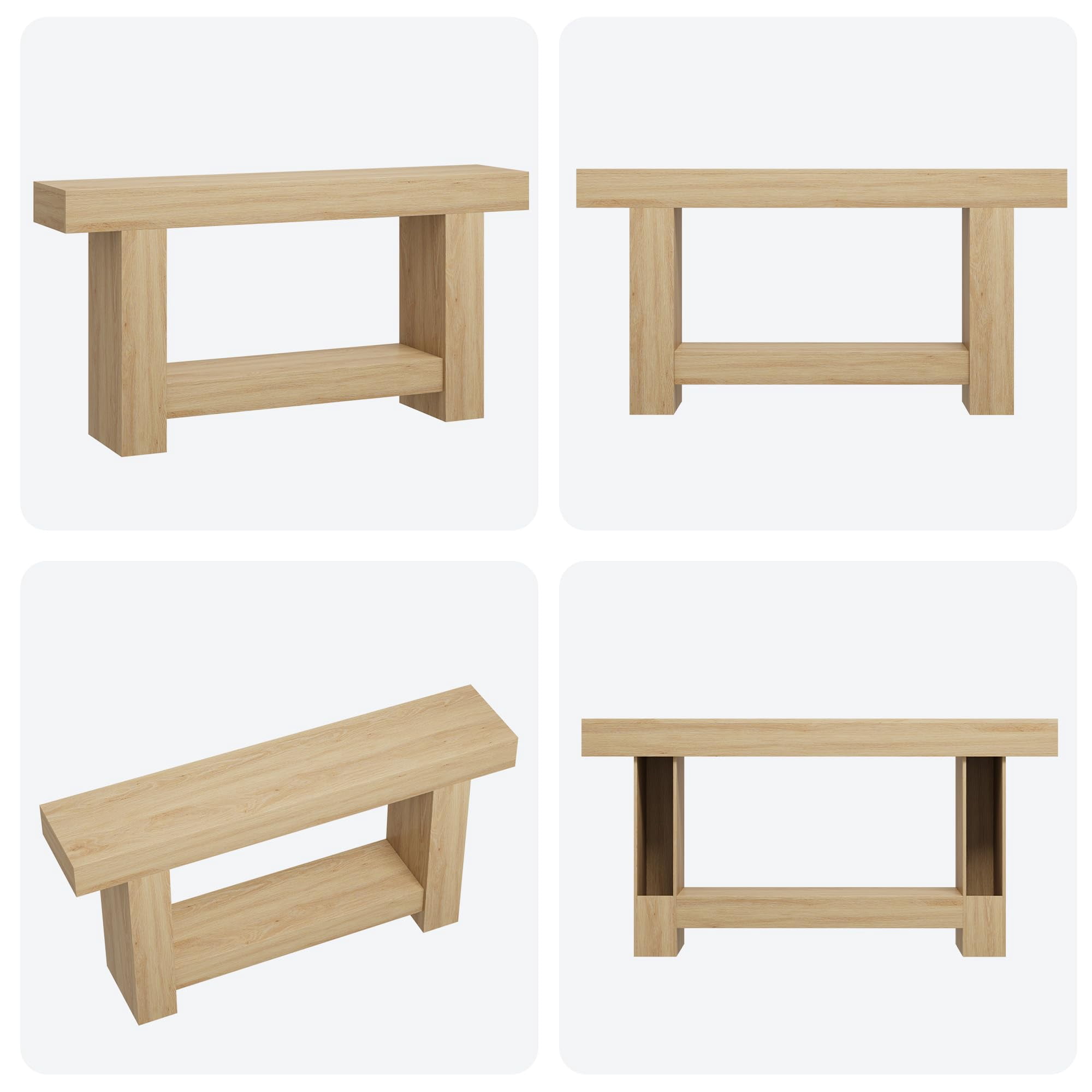 47 Inches/63 Inches Long Console Table for Entryway, 2-Tier Large Sofa Table with Storage, Farmhouse Console Table for Living Room, Wooden Entrance Entry Table for Entryway, Hallway