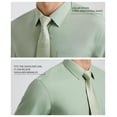 thumbnail image 2 of HISDERN Green Dress Shirts for Men Casual Button Down Long Sleeve Wedding Shirt Tie Set Business, 2 of 9