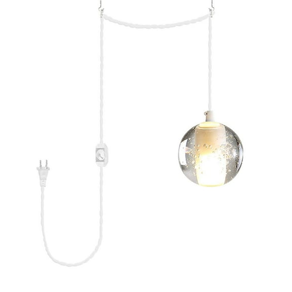 KAYYELAMP Clear Crystal Ball Shade G9 Bulb 15Ft Dimmable Plug Cable Hanging Lamp Nordic Style Pendant Light for Home Kitchen Farmhouse(No Bulb)