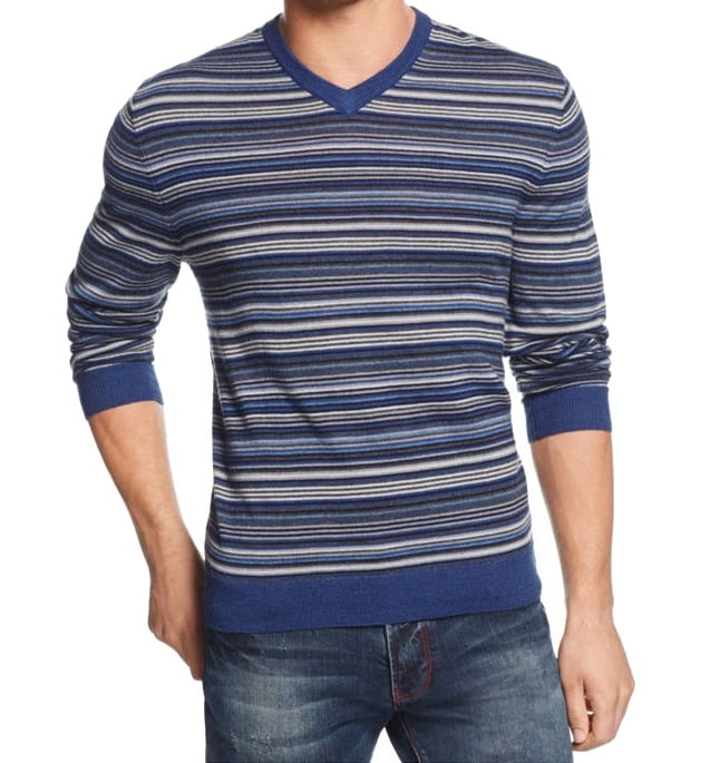 Club Room NEW Navy Blue Mens Size Medium M Striped VNeck Wool