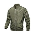 thumbnail image 2 of HOOMEUMY Mens Flight Jacket 2025 Trendy Classic Solid Coat Standing Collar Jacket Zipper Design Casual Workout Long Sleeve Clothes Fashion Green XXXXXXXL, 2 of 3