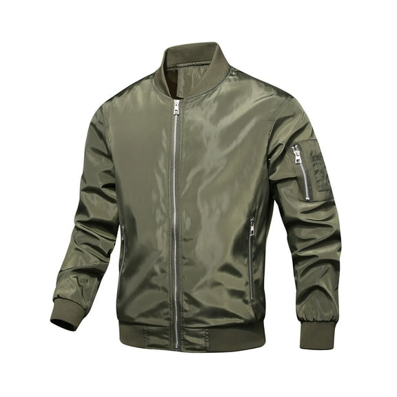 Xysaqa Men's Spring Fall Bomber Jacket Mens Big & Tall Lightweight Windbreaker Jackets Casual Zip Up Coat with Multi Pockets M-7XL Army Green